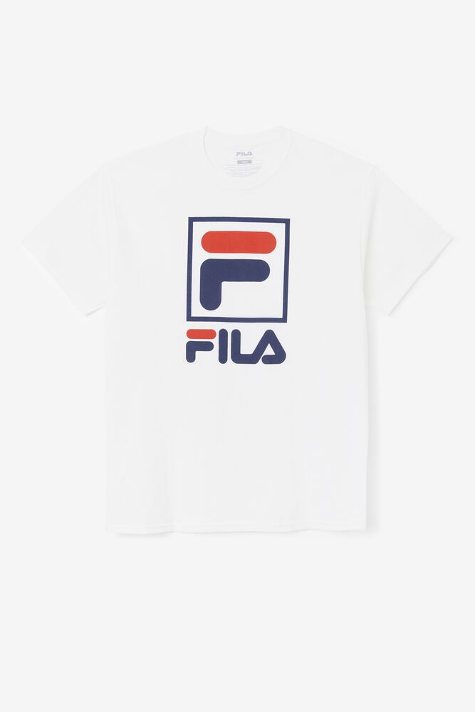 Tricou Fila Barbati Albi Stacked ZVTJ-61705